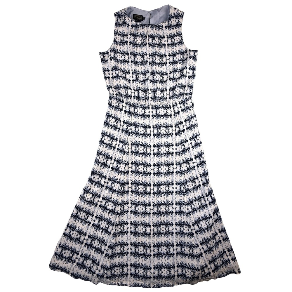 Pendleton Batik Boardwalk Shift Midi Dress 6 Blue A-Line Sleeveless Preppy Money